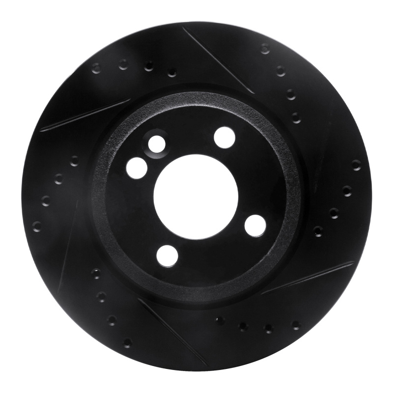 Mini Cooper Brake Rotor (1) - Front Right - R1 Concepts - Drilled & Slotted - Black - `02-`08